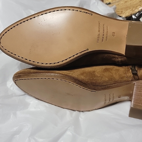 New Isabel Marant Dacken Suede Boots Slanted Stacked Heel Western Cognac sz 40 9 - Picture 7 of 9